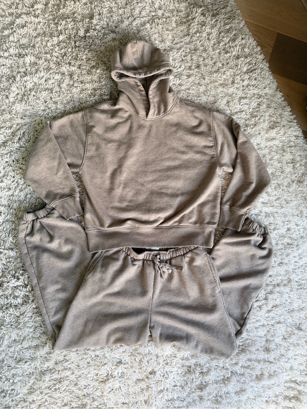 American Eagle Matching Sweat Set Hoodie Joggers Taupe Beige XXS/XS Oversized